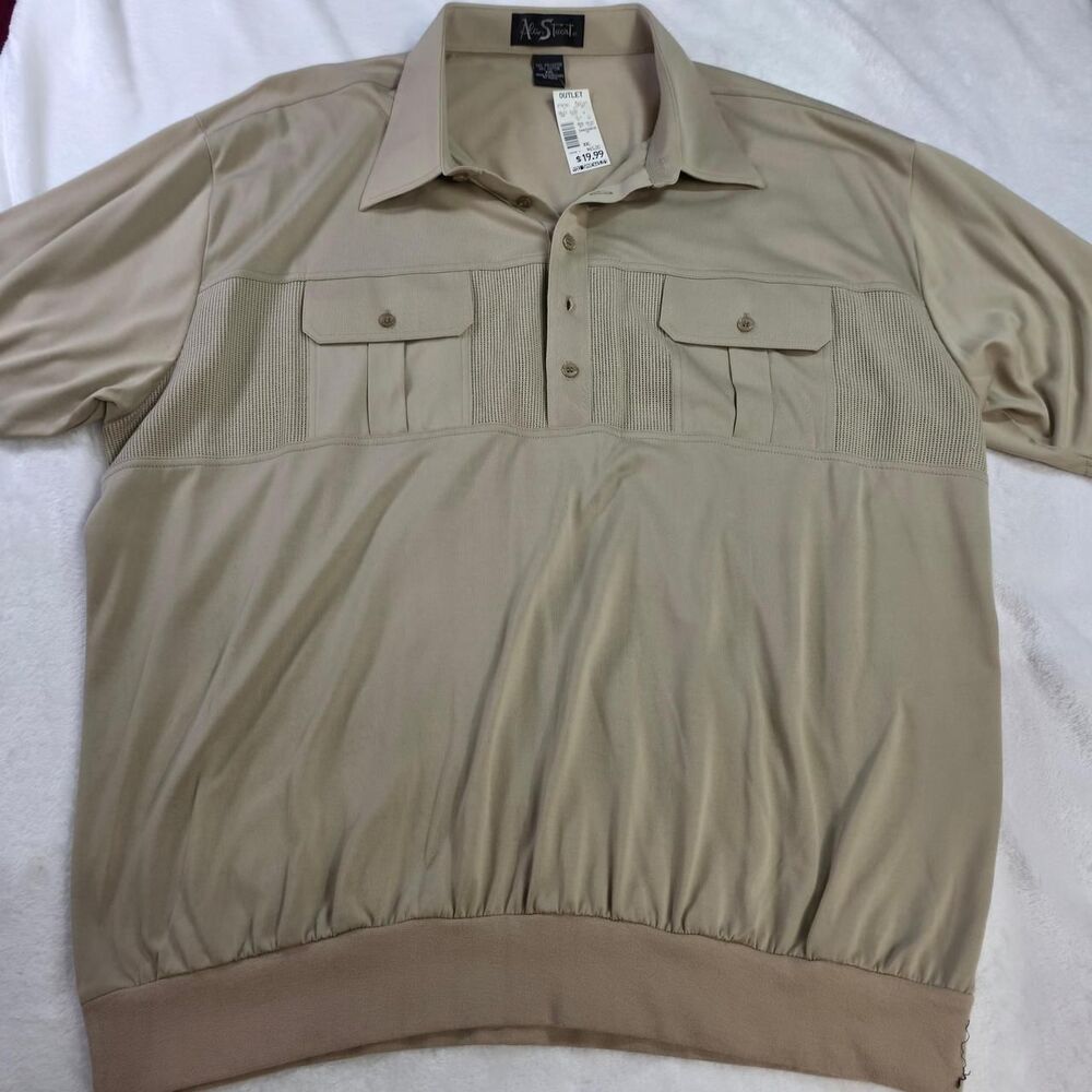 Paul-stuart Men's Tan and Cream Polo-shirts